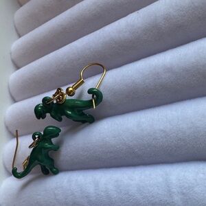 Green Dinosaur Earrings